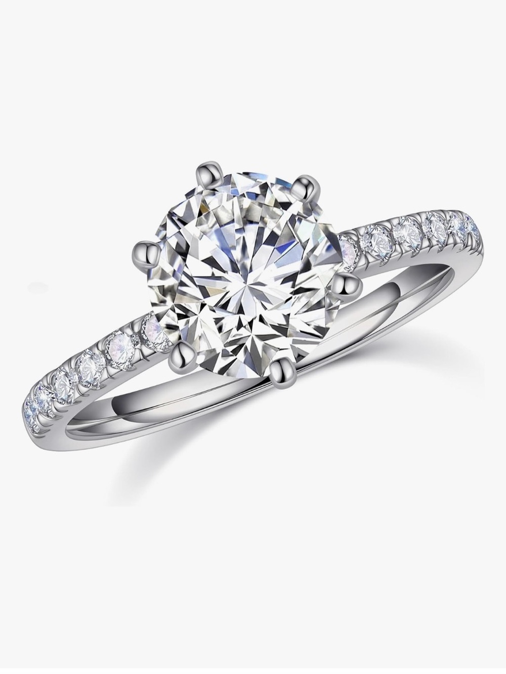 Sparkling Round-Cut 2 Carat Solitaire Engagement Ring in Sterling Silver